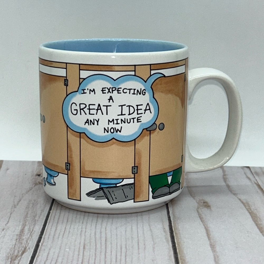 "Expecting A Great Idea" Vintage Russ Berrie Bathroom 12oz Coffee Mug